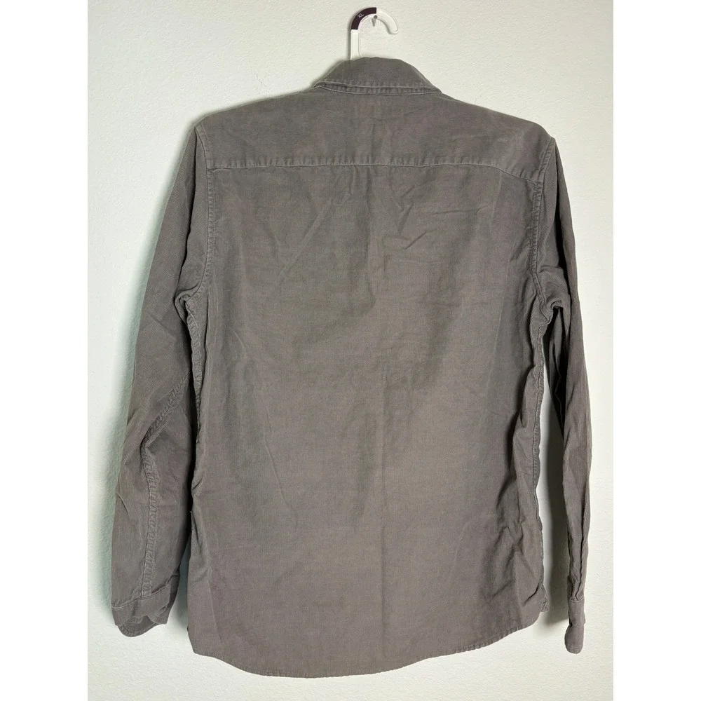 Banana Republic Mens Slim Fit Corduroy Button Down Shirt Grey Size M Long Sleeve